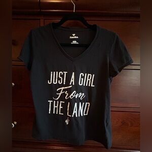 Fanatics Women's Black Cleveland Cavaliers Just a Girl V-Neck T-Shirt Size Med